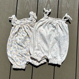 Two Baby GAP rompers - polka dots and floral